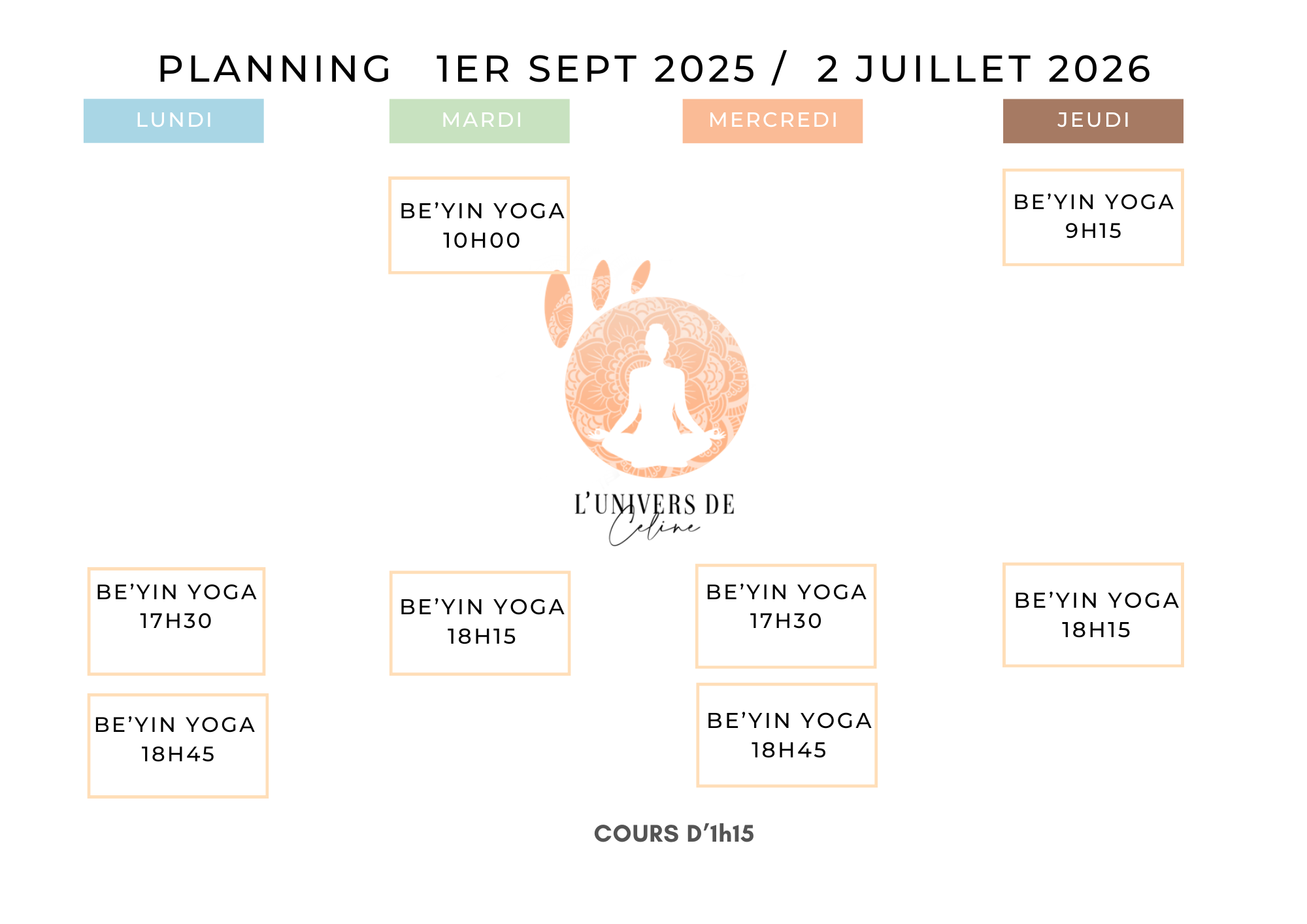 planning cours yoga